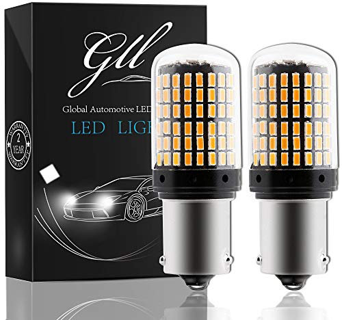GLL 2PCS BAU15S LED Bulbs Amber Yellow 581 PY21W Bulbs 3014 144SMD 2800LM for Car Turn Signal Lights Indicator Lights DC 12V 【Non-Canbus】