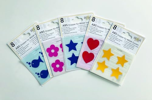 Color-Up.Shop ABS Aufbügelstopper für Regia-Socken/Neue Motive 5 versch. Bögen á 8 Sockenstoppern