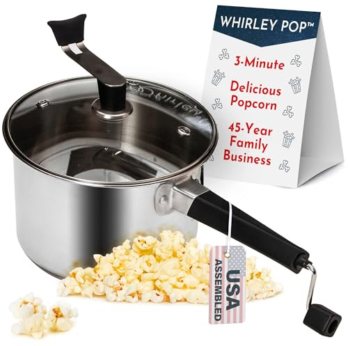 Platinum Series Originaler Whirley Popcorn-Maker – 6 Quart Edelstahl Popcorn-Popper mit Metallgetriebe, Wabash Valley Farms Popcorn-Popcorn-Popper (Edelstahl)