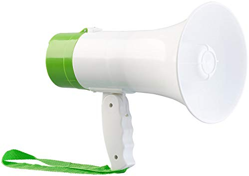 infactory Megafon Kinder: Megaphon mit Voice-Recording, Sirene & Akku, 300 m Reichweite, 10 Watt (Kinder Megaphon, Hand-Lautsprecher, Diktiergerät)