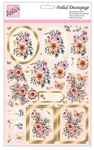 Anita's A4 Butterflies, Birds & Bloom, Decoupage Sheet, Accessories Supplies For Craft, Paper Craft, Scrapbooking, Card Making, Origami, Ideal for Adult Craft, Adds Textured Pattern To Craft Projects