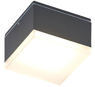 Lindby LED Deckenleuchten Mathea (spritzwassergeschützt (Modern) in Schwarz aus Aluminium (1 flammig,) - Außenleuchte für Garten Terasse Balkon & Haus Deckenleuchte