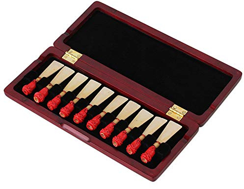 Yibuy Mahagoni Massivholz Schilfhalter Fagott Koffer für 10 Blätter 20 x 8 x 2 cm