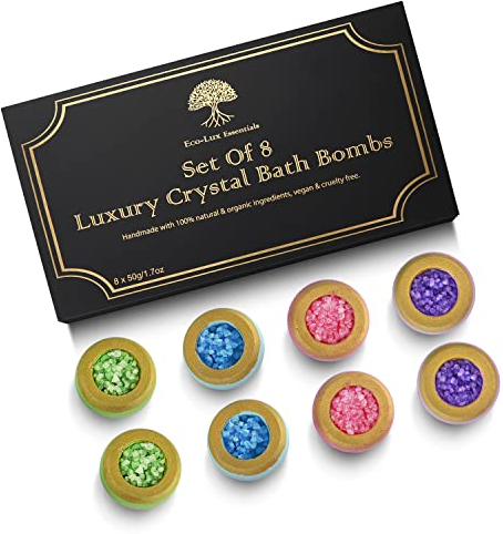 Set of 8 Luxury Bath Bombs 100% Natural Home Spa Pamper Birthday Gift Christmas Presents Essential Oil Scented Bath Fizzer