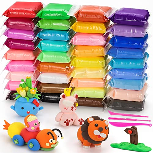 QMAY Argilla da Modellare – 36 Colori Pasta Modellabile Magica all'Aria, Regalo per Ragazzi e Ragazze dai 3 ai 12 Anni, Attività Fai da Te e Arti e Mestieri