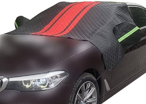 LOLUZ Faltbare Frontscheibenabdeckung für MINI Cooper 2014-2022, Winter Windschutzscheibe Frostabdeckung, Autoabdeckung Eisschutzfolie,Black/Red