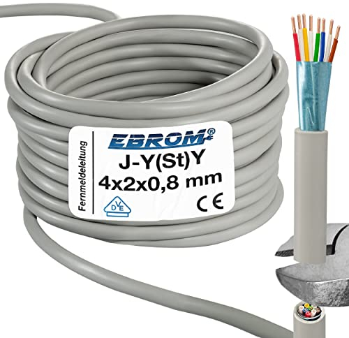 EBROM Fernmeldeleitung Telefonkabel Datenübertragung J-Y(St) Y 4x2x0,8 mm geschirmt - Meterware auf den Meter genau - Auswahl in 1 Meter Schritten bis 250 Meter - Ihre ausgewählte Länge: 206 Meter