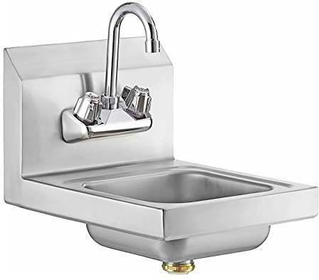 AmGood Stainless Steel Wall Mount Hand Sink 12 x 12 | Bowl Size: 8 x 10 | NSF | Commercial Hand Washing Basin For Restaurant, Kitchen and Home