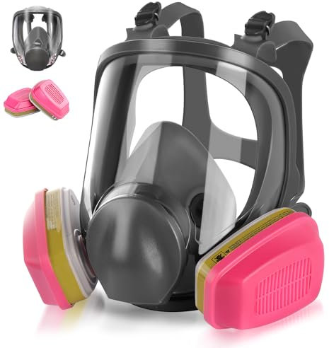 GSHUBB Atemschutzmaske mit 60926 Patronen – Anti-Beschlag, wiederverwendbare Gasabdeckung, organische Dampfmasken, Überlebensmasken, Nuklear, Farbmaske für Malerei, Staub, Formaldehyd, Epoxidharz,