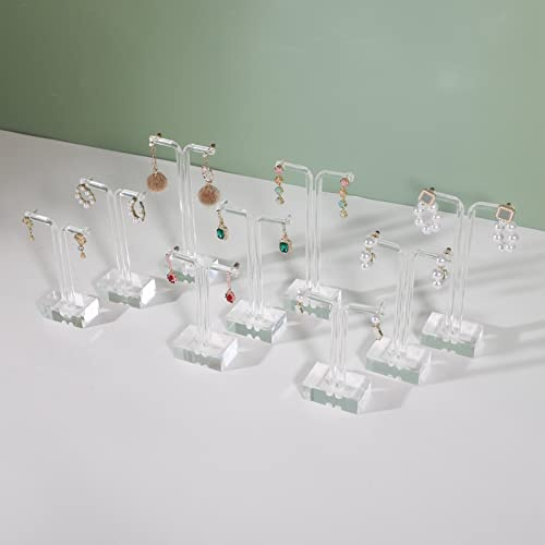 GemeShou 9-Stückige Transparente T-Ständer für Ohrring-Display, Acryl-Schmuckhalter für Frauen, Klarer Ausstellungsständer für Fotografie-Props [T-Form]