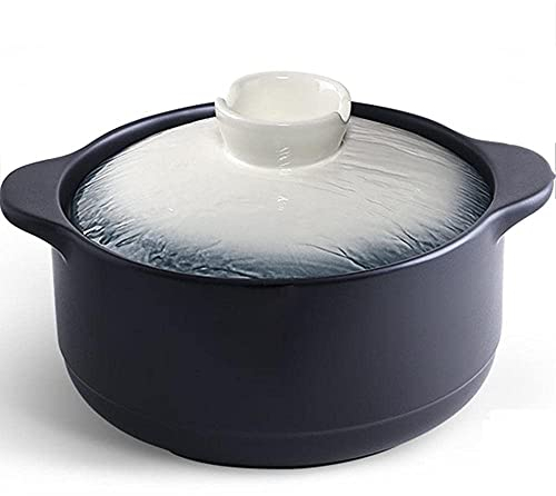 Terrakotta-Kasserolle, hitzebeständig, Keramik, Porzellan, Schwarze Kasserolle, Tontopf, Steinguttopf, Kochgeschirr, Suppenterrine, 3 l (3 l)