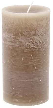 ZauberDeko Rustic Stumpenkerze Taupe Tischdeko Adventskranz Brenndauer ± 60h Ø 7cm H 13cm