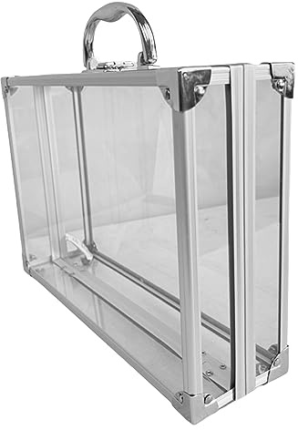 predolo Tragetasche aus Aluminiumlegierung, Reise-Kosmetikkoffer, großes Fassungsvermögen, Zubehör-Aufbewahrungskoffer mit Griff, transparente Tragetasche für