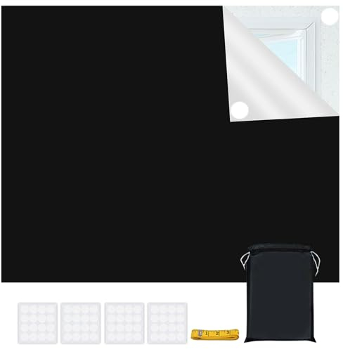 DALAETUS 36 Stück Fenster Verdunkelung Set, 300 * 145cm Verdunklungsstoff, Tragbare Reise Verdunkelung Sonnenschutz mit 300cm Maßband, Verdunklungsrollo Ohne Bohren für Fenster, Dachfenster