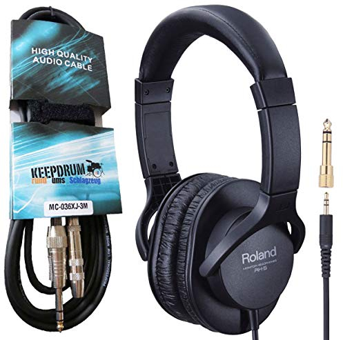 Roland RH-5 geschlossener Stereo-Kopfhörer + keepdrum 3m Verlängerungskabel
