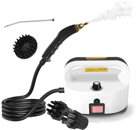 Nettoyeur vapeur à pression 1600 W, machine à vapeur 1000 ml, cuiseur vapeur portable haute pression avec 3 têtes de brosse, chauffage rapide à haute température for les détails de voiture, cuisine, s
