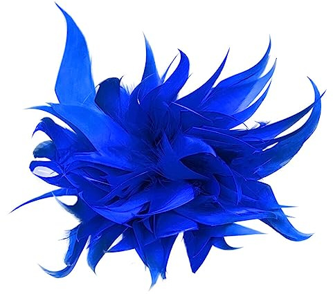 Federbrosche Haarklammer Corsage, iSpchen Haarschmuck Mädchen Damen Brusttaschenbrosche, Party Corsage Kopfschmuck Kleidung Performance Requisiten,Dunkelblau