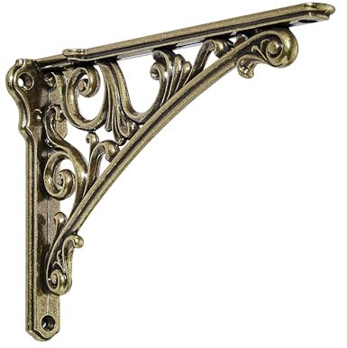 Khtumeware Regalhalterung, 25 cm, dekorative Halterungen für Regale, robuste Vintage-Messing-Regalhalterung, Hardware im Lieferumfang enthalten, 4 Stück, brüniertes Messing-Finish, 25 x 17,8 x 4,4 cm