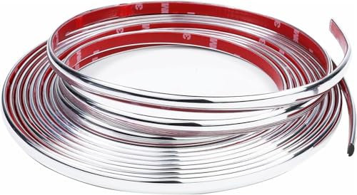 Chrom Zierleiste Selbstklebend 9mm*5M Selbstklebende Zierleisten Zierleiste Chrom Universal Chromzierleiste für Auto Karosserie Fenster Außen Dekoration (9mm*5M)