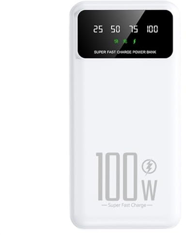 20000mAh Power Bank 5V/3A USB/Micro/Typ-C Out 100W Snabbladdare Externt Batteripaket Kompatibel Med IPhone Värmeväst Jacka Telefon (Size : White)