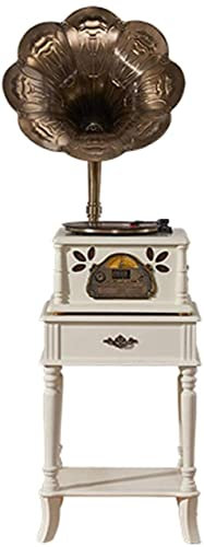 Turntable Gramophone Record Player Retro Bluetooth Speaker Vintage Wood Phonograph Copper Horn with CD Player /3.5Mm Aux-in Recorder