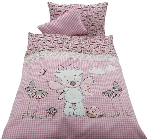 Puppenbettwäsche rosa Engel 3teilig