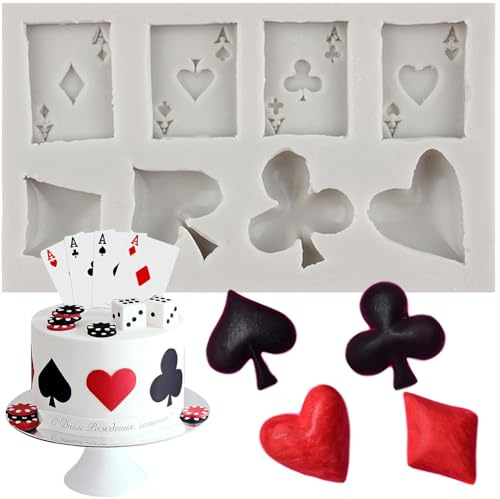 MINFEIDMS Moules à fondant en silicone 3D sur le thème du casino - Moule à chocolat pour décoration de gâteau, décoration de cupcakes, bonbons, argile polymère