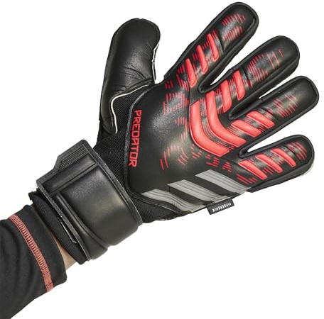 Adidas Unisex Match Fingersave Goalie Soccer Gloves, Black/Black/Lucid Red, 8