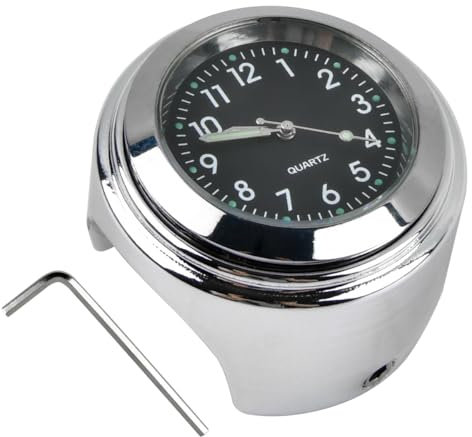 Motorcycle Handlebar Mount Clock for 7/8‑1 Handles, Universal Motorcycle Handlebar Dial Clock Watch Waterproof Clocks Motorcycles Watch Instrument Mini Watches Aluminum Motorbike Clocks Handlebar