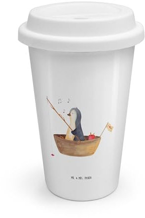 Mr. & Mrs. Panda To Go Becher Pinguin Angelboot - Geschenk, Angeln, Isolierbecher, Thermobecher Kaffee, Leben, Kaffee to go Becher, Coffee to go