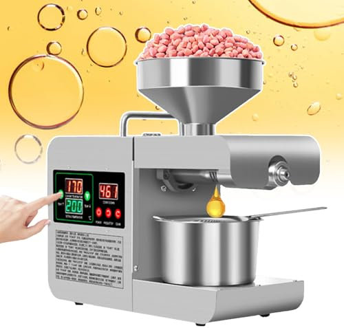 Presse à huile électrique chaude/froide, machine d'extraction d'huile automatique 820 W avec panneau de réglage de la température/tasse à huile/filtre, expulseur d'huile essentielle pour la maison e