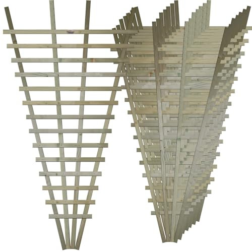 Large Fan Shaped Pack of 8 3x6ft (W: 3ft x H: 6ft) Frameless Decorative Lattice Trellis Panel Plant Grown Wall/Fence Art with Reduced Privacy Squares Width 1010mm x Height: 1828mm