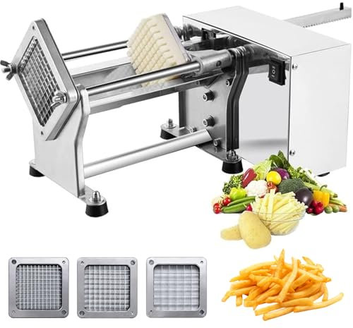 Cortador eléctrico de patatas fritas Cortador eléctrico de patatas con cuchillas de 3 tamaños Cortador eléctrico multifuncional de verduras para patatas, zanahorias y pepinos