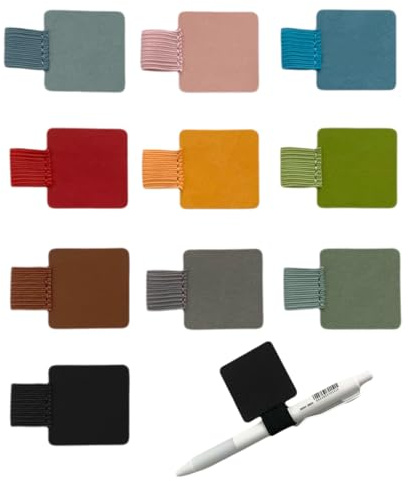 10Stück Stifthalter Notizbuch,Stiftschlaufe Selbstklebend Stiftehalter Pen Loop Holder aus PU Leder Buch Stift Halter mit Elastische,für Ipad Kalender Notebook Tablet Stiftringhalter Halterung(40*40mm