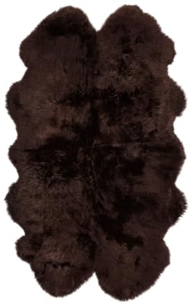 Nordic Sheep Real Sheepskin Rug 4x6 ft | Sheepskin Rugs for Living Room and Sofa | Bedside Rugs for Bedrooms | Large Fluffy Rug is Breathable & Heat-regulating in Color Chocolate