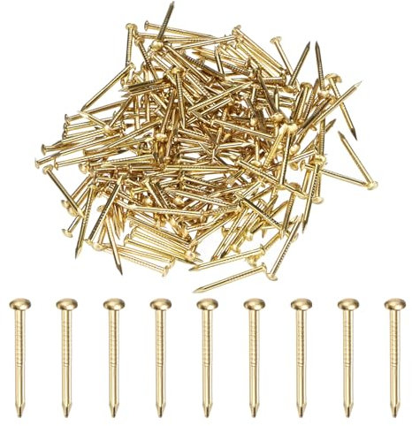 M METERXITY 200-Pack Small Tiny Nails, 1.2mm x 15mm Brass Precision MIni Nails Hardware Round Head for Wooden/DIY Crafts Decorative/Household Accessories/Picture Hanging