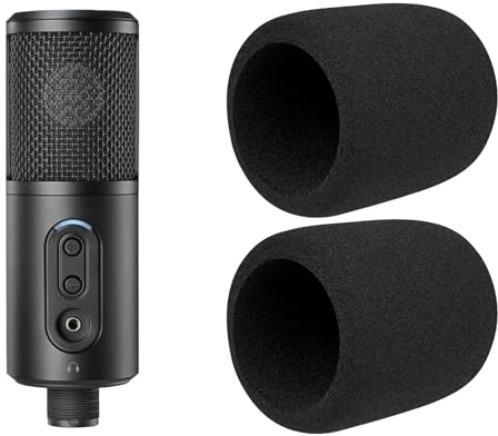 SOULWIT 2 Stück Mikrofon Pop Filter für Audio-Technica ATH ATR2500X-USB Cardioid Condenser, Schutz Mikrofon Schaum Abdecken Windschutz