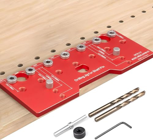 Gabarit de perçage pour étagère 6 mm – Guide de perçage en alliage d’aluminium pour trous droits – Outil de menuiserie pour armoire et meuble