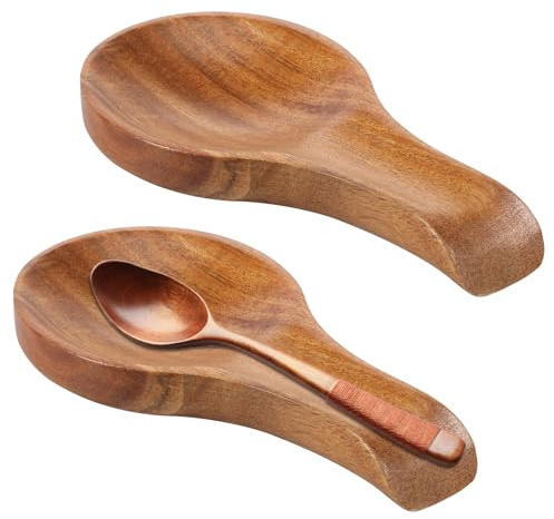 TNTGMG Löffelablagen,2 Stück Holzlöffelhalterung,17×9×2 cm,Rutschfest,Hitzebeständige Utensilienablage,Langlebiger Kochlöffelhalter für Löffel,Spatel und Zangen,Küchenutensilienhalter für Herdplatten