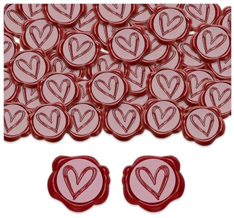 GIDWRIY 50 sellos de cera autoadhesivos con forma de corazón, para bodas, sellos de cartas, sellos de decoración, vintage, clásicos, sellos de cera para cumpleaños, para Navidad