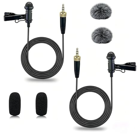 SEYUGOPTI 2-Pack 3.5mm TRS Lavalier Mic for Sennheiser Systems, 1.5M