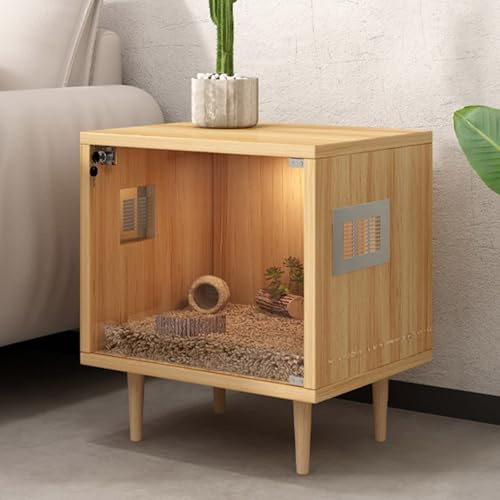 Hamsterkäfig, Meerschweinchenkäfig Aus Holz mit TrennwäNden, Leicht Zu Reinigen Geeignet für Viele Haustiere - Abgebildetes Zubehör Nicht Im Lieferumfang Enthalten(Yellow,40 * 40 * 58cm)