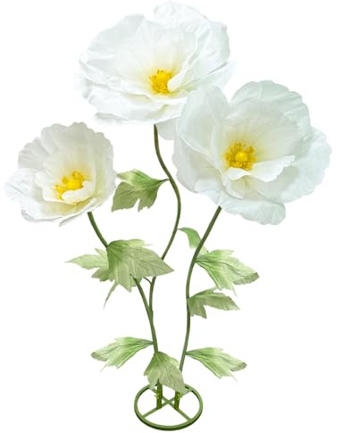 Riesige künstliche Blumen, realistische Kunstblumen, groß, für den Innen- und Außenbereich | Bankett-Hintergrund, Babyparty, Fotografie-Requisiten, Schaufenster-Display & Heimdekoration, Weiß