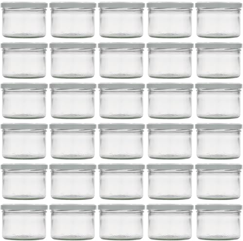 Flaschenland 12 Sturzgläser 230 ml mit weißem Deckel, robustes Marmeladenglas Einmachglas, ideal für Marmelade, Pesto, Dips, Gelee oder Babynahrung, backofenfest | Made in Germany
