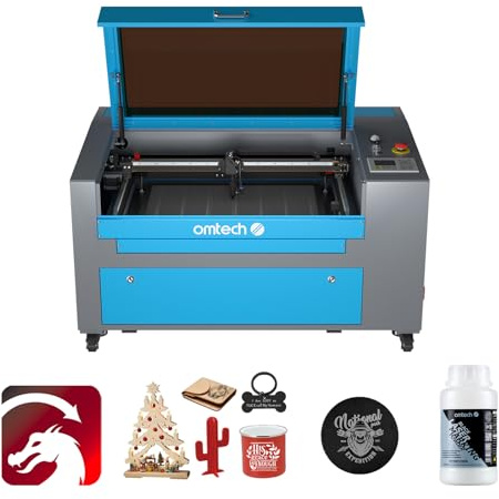 OMTech 60W CO2 Laser Graviermaschine Turbo 600 x 400mm Gravurmaschine Laserengraver mit digitalem Bedienfeld RDWorks & Wheel(with Lightburn)