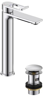 Bristan Saffron Bathroom Taps, Chrome Tall Basin Mixer tap | SAF ES TLBAS C, Ecostart, Includes clicker waste, Bathroom sink taps, Matching bath taps and showers available,Lifetime Cover