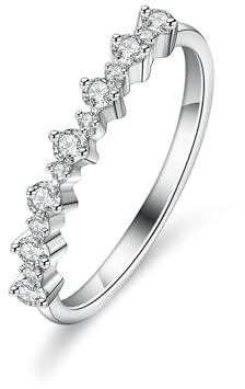 Whoiy Bandring 950 Platin, Diamant Verlobungs Ring Echtgold Eheringe Halbe Ewigkeit Goldring für Damen Größe 54 (17.2)