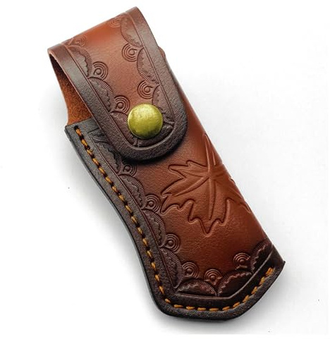 1 Pièce Etuis pour Couteau Pliant, Étui en Cuir Vintage pour Couteaux, Sac à Couteau Marron Etui de Housse en Cuir Rangement pour Couteaux de Poche, pour Randonnée, Alpinisme, Camping