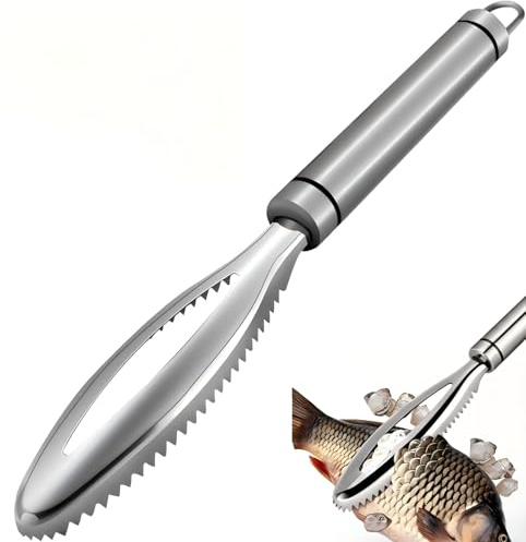 JXAurix rostfritt stål fiskskalare med sågtandstruktur ergonomiskt handtag fiskfjällsborttagare för hushåll och kök