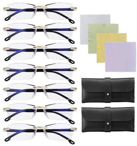 Eniyou 7 PCS Gafas Autograduables Inteligentes Gafas Presbicia Progresivas Hombre Inteligentes Lectura Hombre Luz Azul Reading Glasses Ajuste Automático de Enfoque de Cerca Lejos Anti-Luz Azul